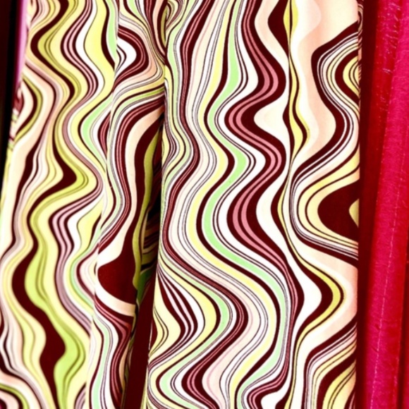 Shein Abstract Swirl Pattern Retro Flare Maximalism Pants Women’s Size Small - Picture 3 of 5